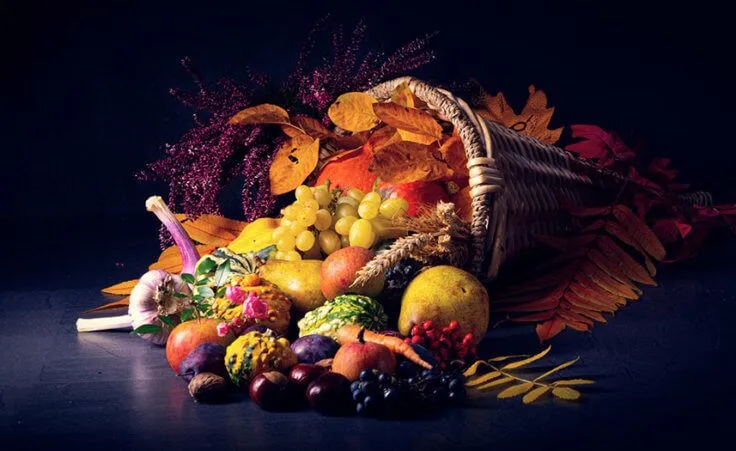 Cornucopia on a black background