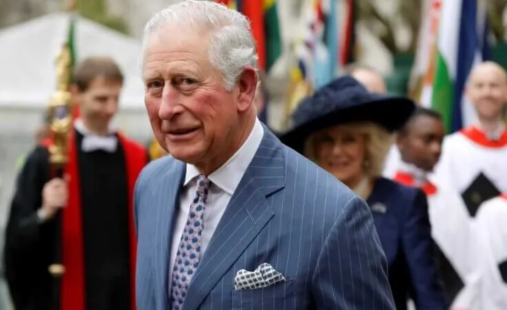 FILE - In this Monday, March 9, 2020 file photo, Britain's Prince Charles and Camilla the Duchess of Cornwall, in the background, leave after attending the annual Commonwealth Day service at Westminster Abbey in London. There will be dissenters among the cheering crowds when King Charles III travels by gilded coach to his coronation. More than 1,500 protesters will be dressed in yellow for maximum visibility and they plan to gather beside it to chant “Not my king” as the royal procession goes by on Saturday, May 6, 2023. (AP Photo/Kirsty Wigglesworth, File). Many are also upset at the cost of the coronation, which will be placed upon British taxpayers.