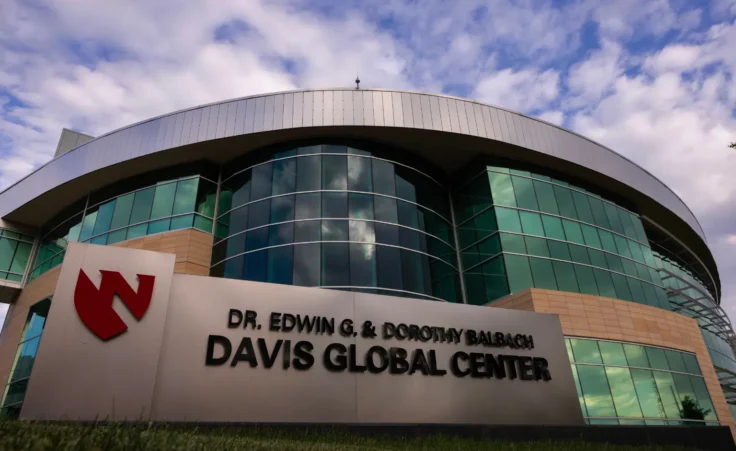 Nebraska Medicine's Davis Global Center is seen on Sunday, May 10,2026 in Omaha, Neb. where American passengers from the hantavirus-stricken cruise ship will quarantine. (AP Photo/Rebecca S. Gratz)