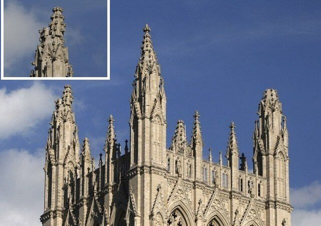 A spire atop the Washington National Cathedral shows damage following an earthquake along the eastern United States, August 23, 2011 (Credit: Reuters/Jason Reed)