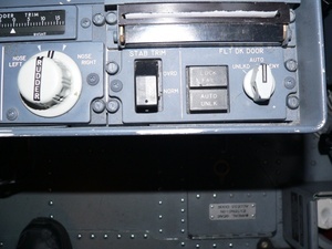 Boeing 737 rudder knob and the cockpit door lock switch (Credit: Gizmodo reader, Randy)
