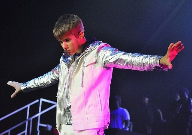 Justin Bieber performing at the Sentul International Convention Center in Jakarta during his My World Tour, April 2011 (Credit: Adam Sundana via Flickr)