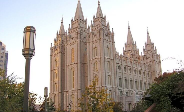 The Salt Lake Temple of The Church of Jesus Christ of Latter-day Saints (Credit: Splorticus via en.wikipedia.org)