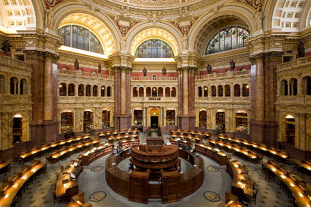 Library of Congress main reading room in the Thomas Jefferson Building (Credit: Carol McKinney Highsmith)