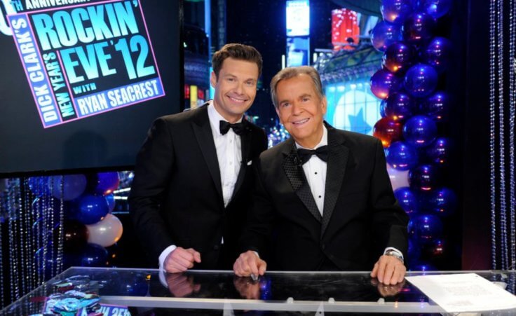 The legendary Dick Clark, celebrating 40 years of ringing in the New Year on the ABC Television Network, is back along with Ryan Seacrest to count down to 2012 with an all-star lineup of live performances in Times Square (Credit: ABC/Ida Mae Astute)