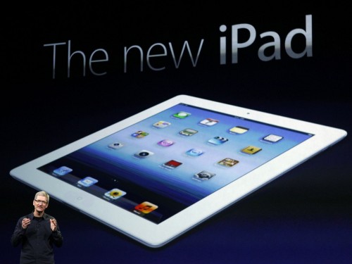 Apple CEO Tim Cook introduces the new iPad during an Apple event in San Francisco, California March 7, 2012 (Credit: Reuters/Robert Galbraith)