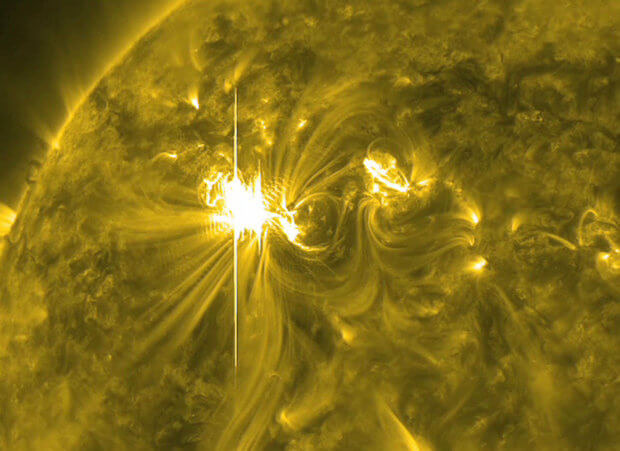 The sun erupts with one of the largest solar flares of this solar cycle in this NASA handout photo taken on March 6, 2012 (Credit: Reuters/NASA/SD0/AIA/Handout)