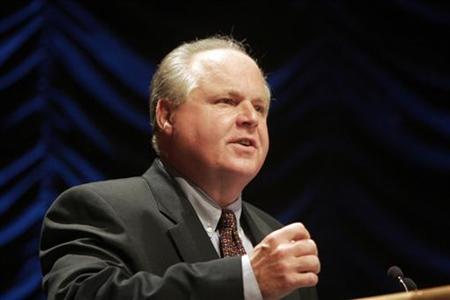 Radio show host Rush Limbaugh speaks at a forum hosted by the Heritage Foundation, on the similarities between the war on terrorism and the television show 24 in Washington June 23 2006 (Credit: Reuters/Micah Walter)