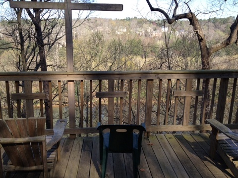 The deck overlooking the Chattahoochee River at the Saint Ignatious House Jesuit Retreat just outside of Atlanta (Credit: Jim Denison)