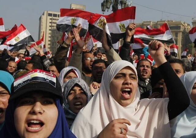 Demonstrators take part in a protest marking the first anniversary of Egypt's uprising at Tahrir square in Cairo January 25, 2012 (Credit: Reuters/Mohamed Abd El-Ghany)