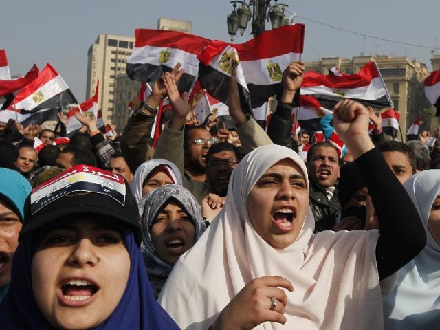 Demonstrators take part in a protest marking the first anniversary of Egypt's uprising at Tahrir square in Cairo January 25, 2012 (Credit: Reuters/Mohamed Abd El-Ghany)