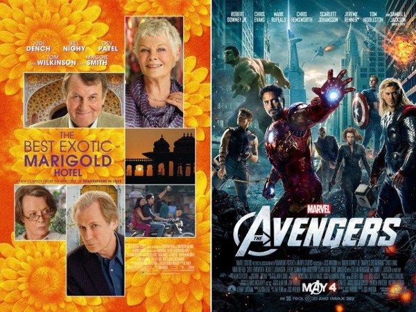 The Best Exotic Marigold Hotel and The Avengers official US posters (Credit: Fox Searchlight Pictures and Walt Disney Pictures)