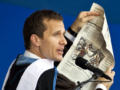 U.S. Navy SEAL Eric Greitens, CEO of The Mission Continues delivers the commencement address at Tufts University's 156th Commencement on Sunday, May 20, 2012 (Credit: Tufts University/Alonso Nichols)