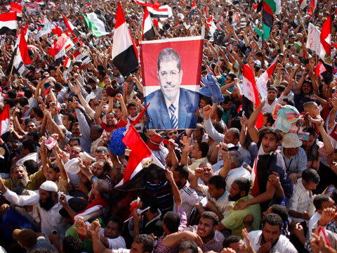 Supporters of Muslim Brotherhood's presidential candidate Mohamed Morsy celebrate his victory at the election at Tahrir Square in Cairo June 24, 2012 (Credit: Reuters/Ahmed Jadallah)