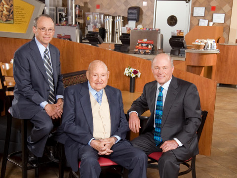 Privately held Chick-fil-A, Inc., is headed by Founder and Chairman Truett Cathy (sitting), and his two sons, Dan T. Cathy (right), President and Chief Operating Officer, and Donald 'Bubba' Cathy (left), Senior Vice President (Credit: Stanley Leary via truettcathy.com)