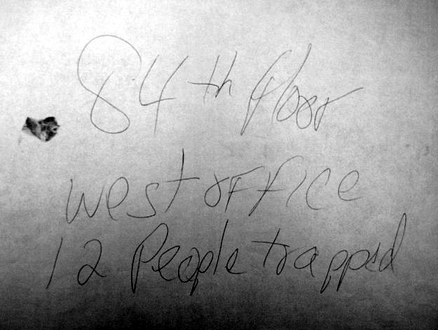 The note that Randy Scott wrote while trapped in his office on the 84th floor of the World Trade Center before it collapsed. (Courtesy: Scott Family / National September 11 Memorial & Museum)