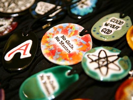 Amy Davis Roth's homemade ceramic line called Surlyramics is shown during The Amazing Meeting convention at the Southpoint Hotel-Casino on Friday July 13, 2012, in Las Vegas (Credit: RNS / Ronda Churchill)