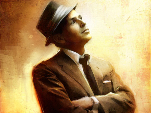 Frank Sinatra painting from photo of Sinatra in studio by artist Anjin (Credit: Anjin / original location unknown)