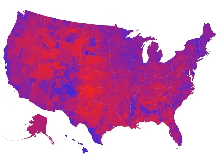 The changing colors of America, 2008 Presidential Election, Purple America (Credit: Mark Newman)
