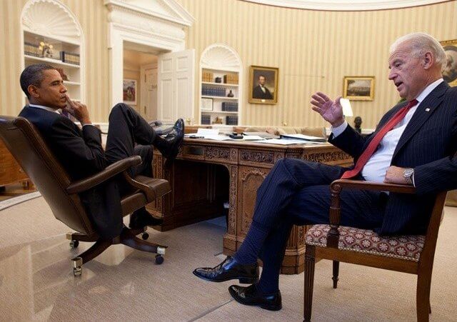 President Barack Obama talks with Vice President Joe Biden in the Oval Office, Nov. 3, 2010. (Official White House Photo by Pete Souza)