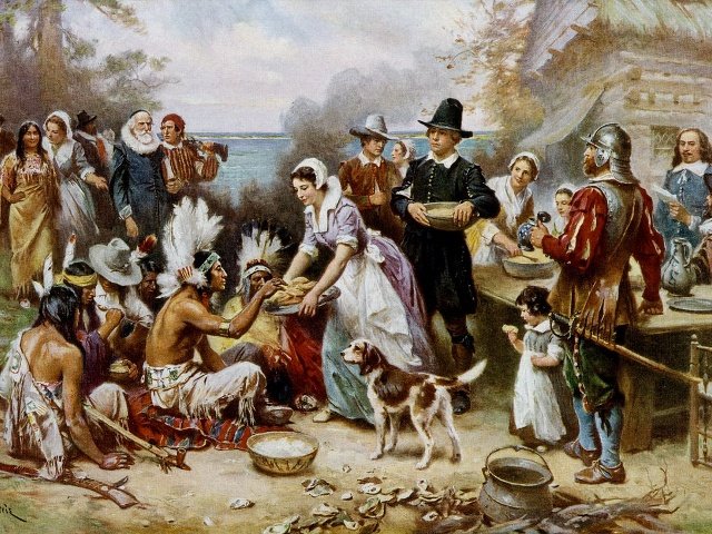 The First Thanksgiving, oil on canvas by Jean Leon Gerome Ferris, circa 1912-1915 (Credit: Jean Leon Gerome Ferris / Library of Congress)