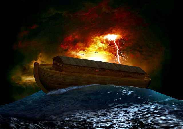 Noah's Ark riding on a swell after the Great Flood (Credit: James Steidl via Fotolia)