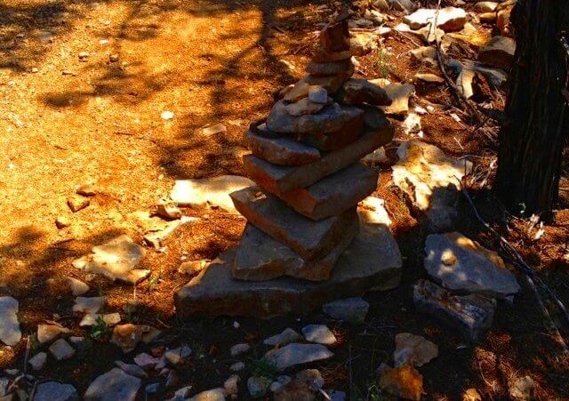 A rock pile found while hiking a trail at Possum Kingdom Lake (Credit: Jim Denison)