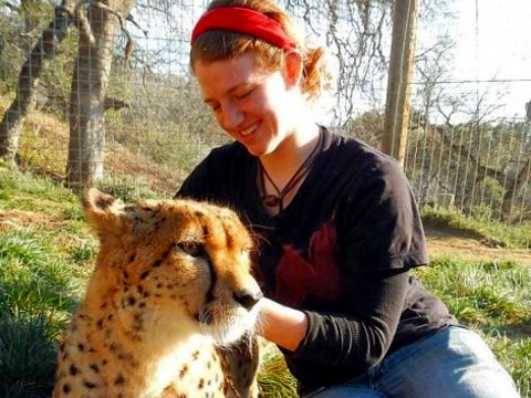 Dianna Hanson, who was attacked and killed by a lion on March 6, 2013, seen with wildlife at Project Survival's Cat Haven in Dunlap, Fresno County (Credit: Hanson Family)