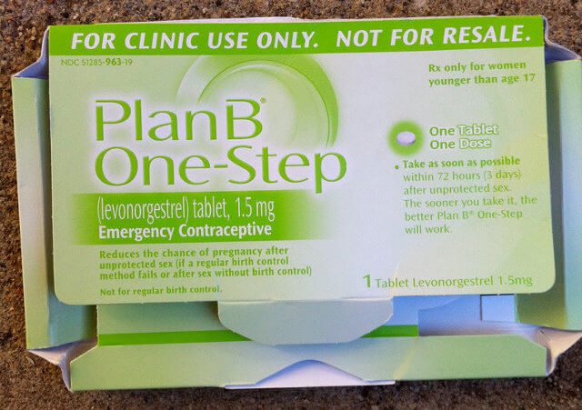 Discarded packaging for the Plan B One-Step emergency contraceptive (morning after abortion pill) for women under 17 found on the ground in Highland Park, December 1, 2010 (Credit: waltarrrrr via Flickr)