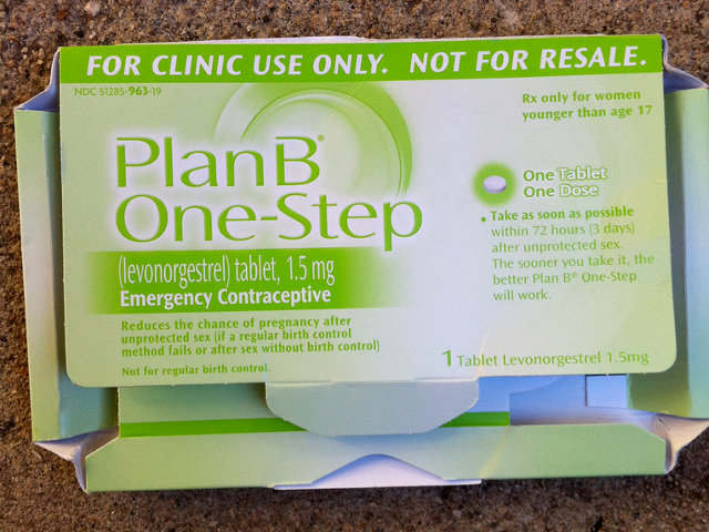 Discarded packaging for the Plan B One-Step emergency contraceptive (morning after abortion pill) for women under 17 found on the ground in Highland Park, December 1, 2010 (Credit: waltarrrrr via Flickr)
