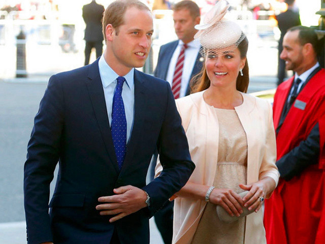 Heavily pregnant Kate Middleton, in her last public appearance, before going on maternity leave, was spotted with her husband Prince William at Westminster Abbey to celebrate the 60th anniversary of Queen Elizabeth's coronation in London June 4, 2013 (Credit: Reuters/Andrew Winning)