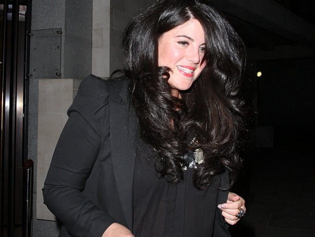 Monica Lewinsky at the Downtown Mayfair restaurant in London for Heather Kerzner's birthday celebration, March 19, 2013 (Credit: Spiller/WENN.com)