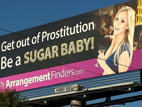 Arrangement Finders Sugar Daddy campaign billboard on Interstate 30 in East Texas (Credit: CBSDFW.COM)