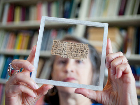 Gospel of Jesus wife written in Coptic on small papyrus fragment held by professor Karen L. King of Harvard (Credit: Detroit Baptist Theological Seminary)