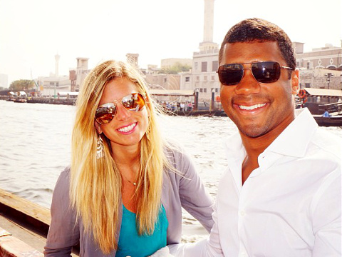 Russell Wilson and his wife, Ashton Meems Wilson, pose for a photo on a gondola while on vacation in Venice, March 2013 (Credit: Russell Wilson via Instagram)