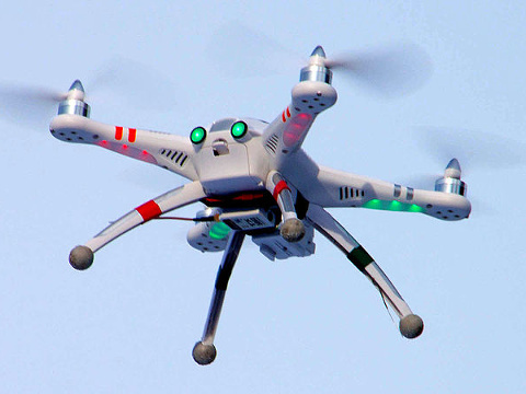 This is an example of a camera-equipped radio controlled quadcopter. This is a product of the Chinese company Walkera and it was introduced in 2013. It is battery operated and includes a HD video recorder, December 14, 2013 (CreditL Doodybutch via en.wikipedia.org)