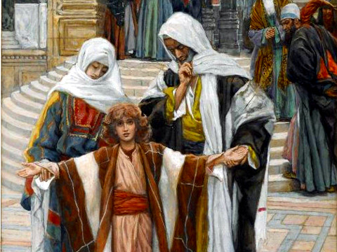 Jesus Found in the Temple by James Tissot at the Brooklyn Museum, opaque watercolor over graphite on gray wove paper, between 1886 and 1894 (Credit: Brooklyn Musuem/James Tissot)