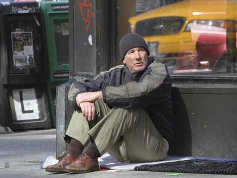Richard Gere filming 'Time out of mind' film in which a homeless man tries to reconnect with his estranged daughter (Credit: Lightstream Pictures)