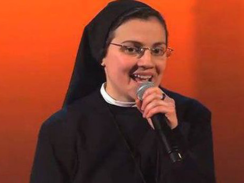 Singing nun Sister Cristina Scuccia, who is 25 years old, sings a Rhianna song on the Italian version of the popular singing competition show, The Voice (Credit: The Voice IT via Youtube)