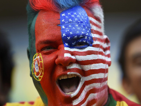 A fan poses before the 2014 World Cup Group G soccer match between Portugal and the United States at the Amazonia arena in Manaus, June 22, 2014 (Credit: Reuters/Dylan Martinez)