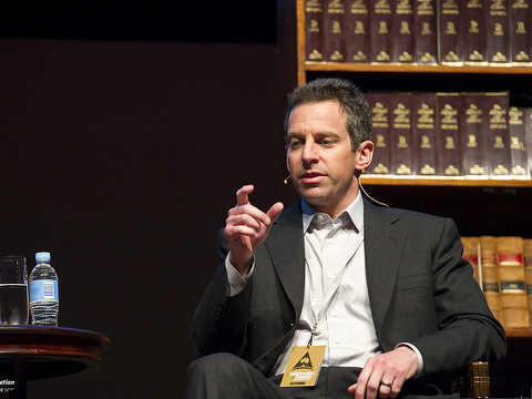 Atheist Sam Harris speaking on the closing panel of the 2012 Global Atheist Foundation in Australia, April 15, 2012 (Credit: Rocco Ancora via Flickr)