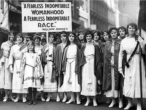 A year after women won full voting rights, these women joined in the St. Patrick's Day Parade on Fifth Avenue on March 27, 1921 (Credit: New York Times/Paul Thompson via commons.wikimedia.org)