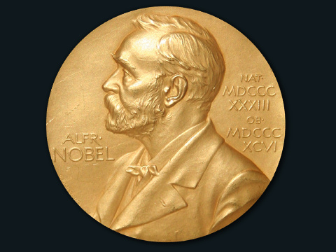 This is the front side (obverse) of a Nobel Prize medal in Physiology or Medicine awarded in 1950 to researchers at the Mayo Clinic in Rochester, Minnesota (Credit: Jonathunder [photographer]/Erik Lindberg [sculptor & engraver, 1902] via en.wikipedia.org)
