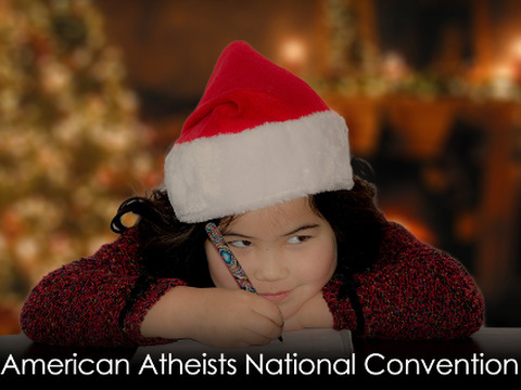 Atheist billboard campaign for Christmas 2014, Dear Santa, All I want for Christmas is to skip church! I'm too old for fairy tales - billboard (Credit: American Atheists)