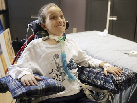 Alex Malarkey, subject of the best-seller The Boy Who Came Back from Heaven, is seen here in a 2009 photo during a visit to the hospital prior to surgery (Credit: The Plain Dealer/John Kuntz)