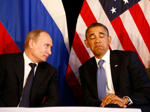 U.S. President Barack Obama frowns during a meeting with Russian President Vladimir Putin at the 2012 G-8 Summit in Los Cabos, Mexico, June 18, 2012 (Credit: Reuters/Jason Reed)