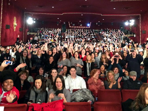 Fans take their seats as they get ready to watch the fan premiere of Fifty Shades of Grey at the Ziegfeld theater in midtown Manhattan as part of The Today Show's Fifty Shade First Event, February 7, 2015 (Erika L James via Instagram)