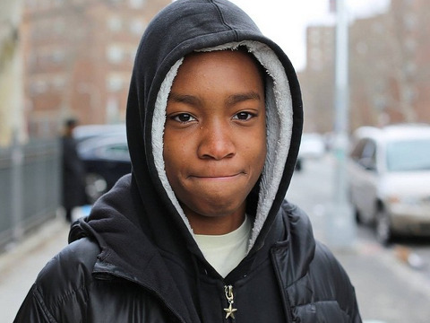 A student from Mott Hall Bridges Academy, which is located in a Brooklyn community with the highest crime rate in New York City, poses for a photo on the streets of Brooklyn, New York, January 22, 2015 (Credit: Brandon Stanton via Instagram)