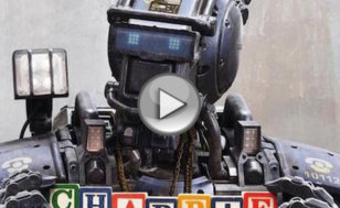 Chappie, a police droid, who is re-programmed to think and feel holds building blocks spelling out his name in the theatrical release poster (Credit: Sony Pictures Entertainment)