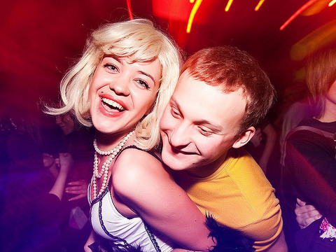 A young man and woman dancing at the Vogonka Club in Kaliningrad, Russia, February 21, 2010 (Credit: Dima Bushkov via Flickr)